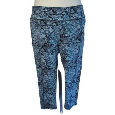 Weekends by Chico's 1 (8) Blue Ocean Print Capri Leggings POCKETS